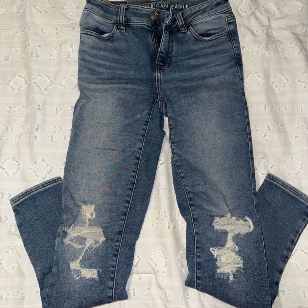 American Eagle Outfitters Blue Distressed Jeans